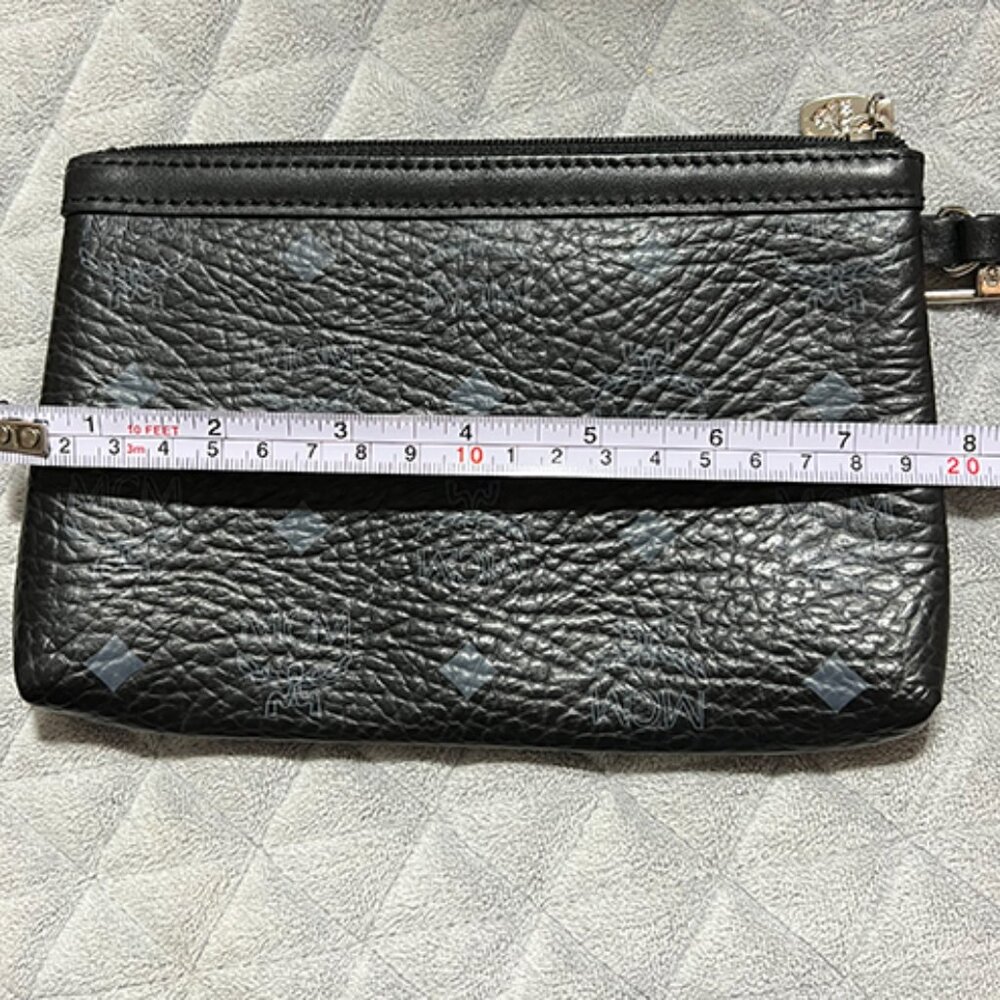 MCM-VISETOS Black Leather Pouch/ Wristlet NWOT - Picture 7 of 9